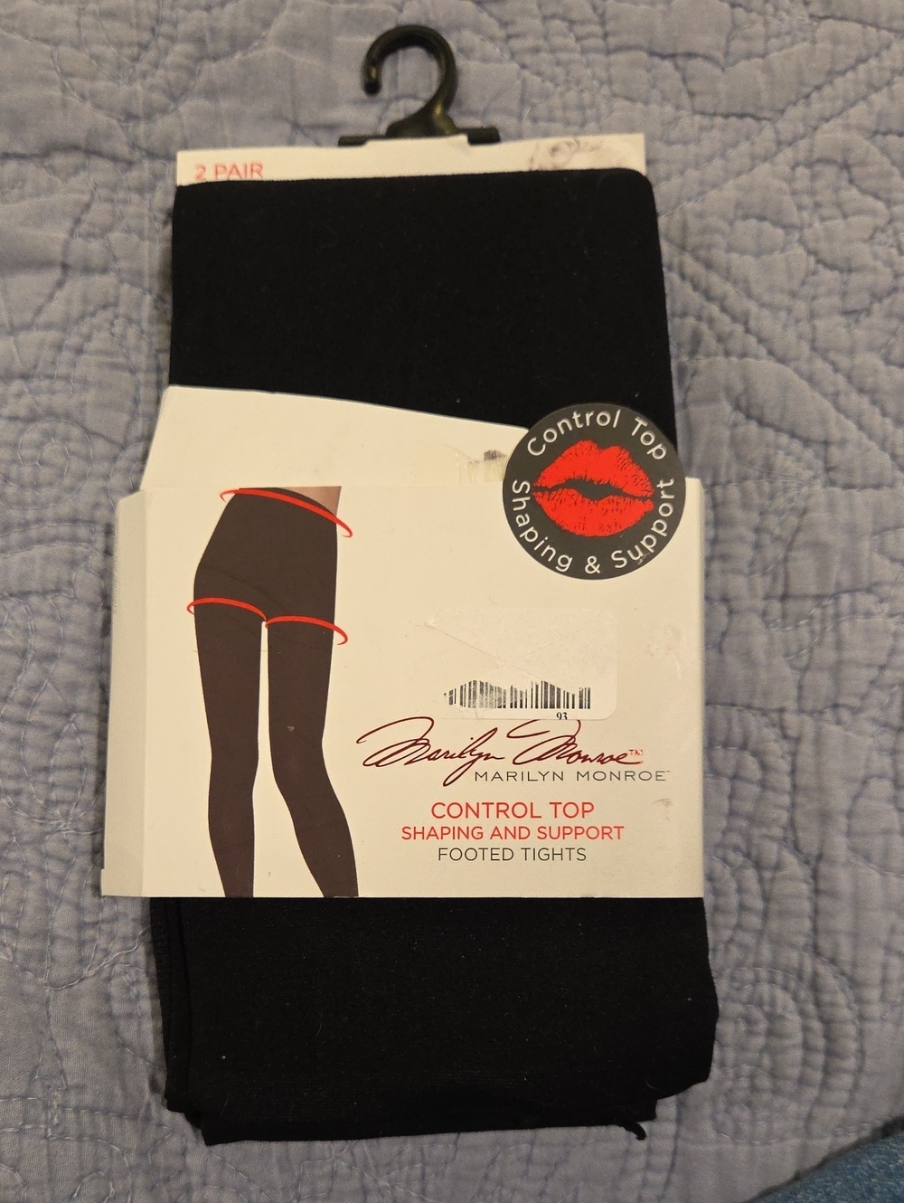 One Pair Marilyn Monroe Black Control Top Shaping Tights Size L/XL! New In Pkg!